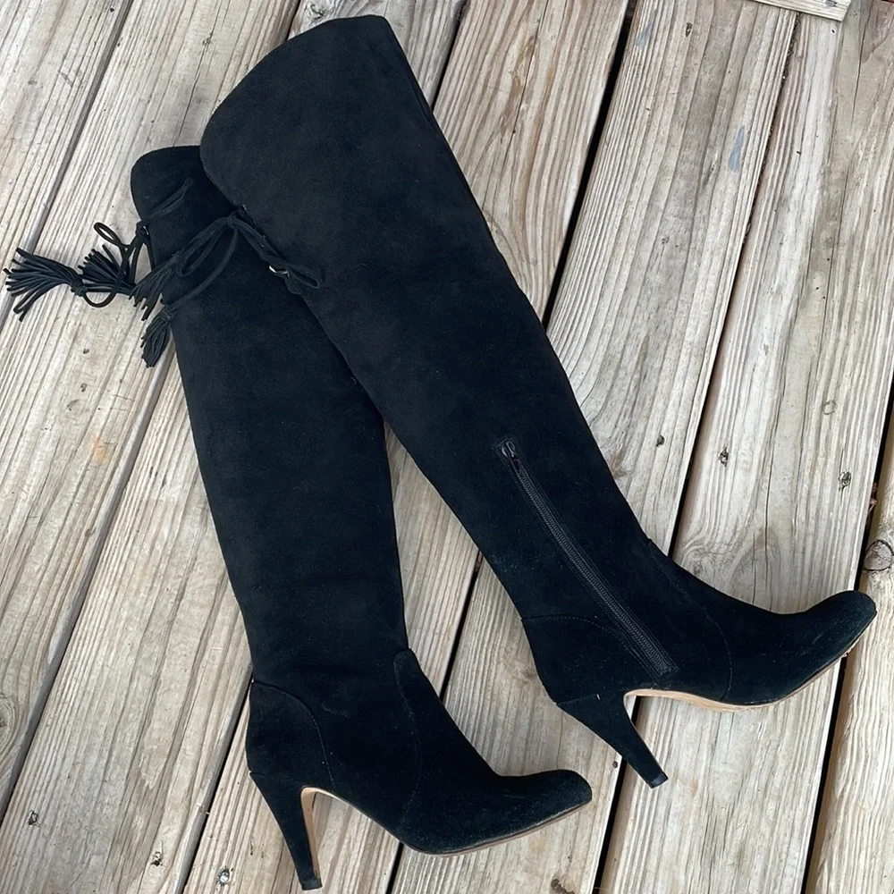 Vince Camuto Cherline Black Suede Over-the-Knee Boots Size 7.5